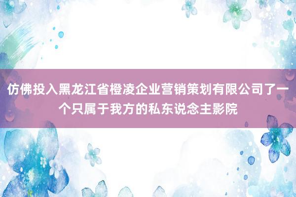 仿佛投入黑龙江省橙凌企业营销策划有限公司了一个只属于我方的私东说念主影院
